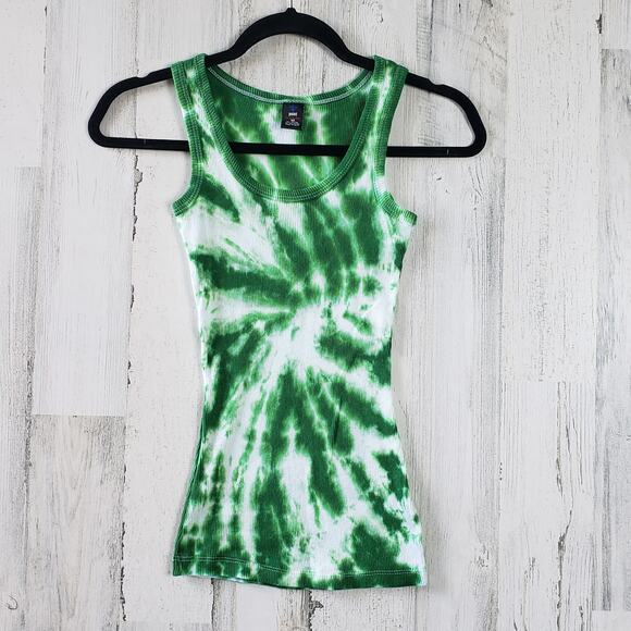 Point Sportswear Green Simple Spiral Tie Dye Ribbed Tank Top Women's Size Large - Picture 1 of 5